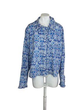 J.Crew x Liberty Fabric Ruffle Trim, Cropped, Lodden, Cotton, Button Up, XXL